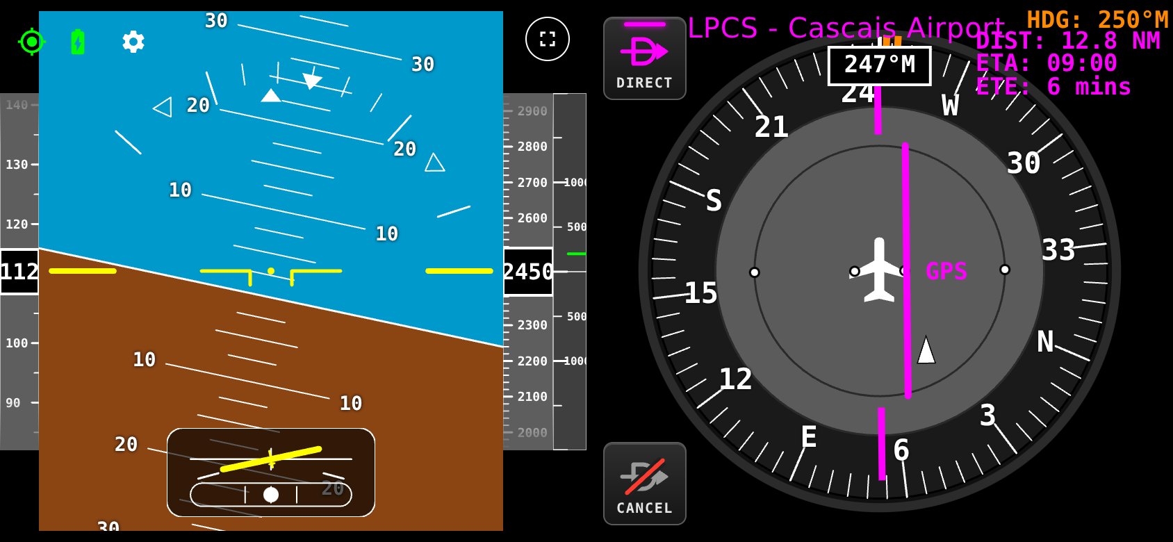 Landscape layout: attitude and HSI side by side